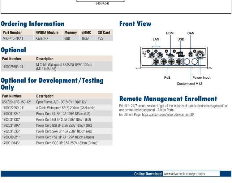 研華MIC-715 加固型AI 推理平臺，基于英偉達Jetson? Xavier NX，IP67防護等級