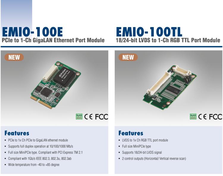 研華EMIO-100E GigaLAN 以太網(wǎng)模塊、1-Ch、PCIe I/F