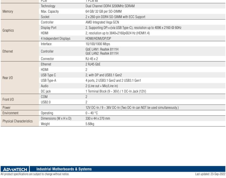 研華EPC-T3229 適配AMD V2748 處理器。擁有1個全高PCIe擴展位，1U高度，支持上架。適用于邊緣AI等行業(yè)。