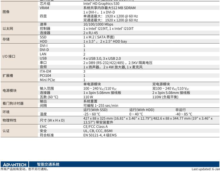 研華ITA-2231 英特爾?第六代酷睿?i處理器2U無風扇系統(tǒng)； 符合EN 50121-4的鐵路應(yīng)用