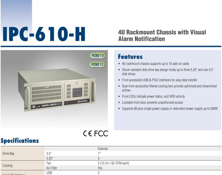 研華IPC-610-H 4U上架式機箱，支持LED指示 & 聲音警報通知