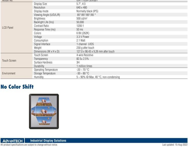 研華IDK-1105 5.7" VGA 工業(yè)顯示套件，帶觸摸屏解決方案和 LVDS 接口
