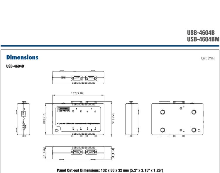 研華USB-4604B USB轉(zhuǎn)4端口RS-232轉(zhuǎn)換器，帶浪涌保護(hù)